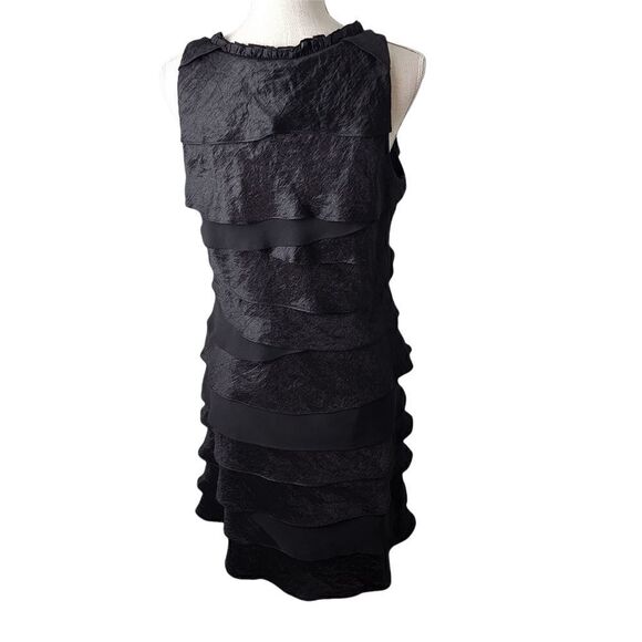 S L FASHIONS WOMEN'S SHIMMER AND CHIFFON SLEEVELESS TIERED DRESS SIZE 12 BLACK - Picture 5 of 8